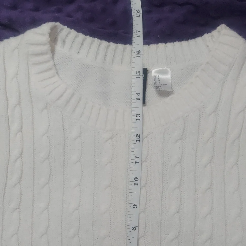 Divided H&M Cream Cable Knit Cropped Sweater Vest Sleeveless Pullover Size Large